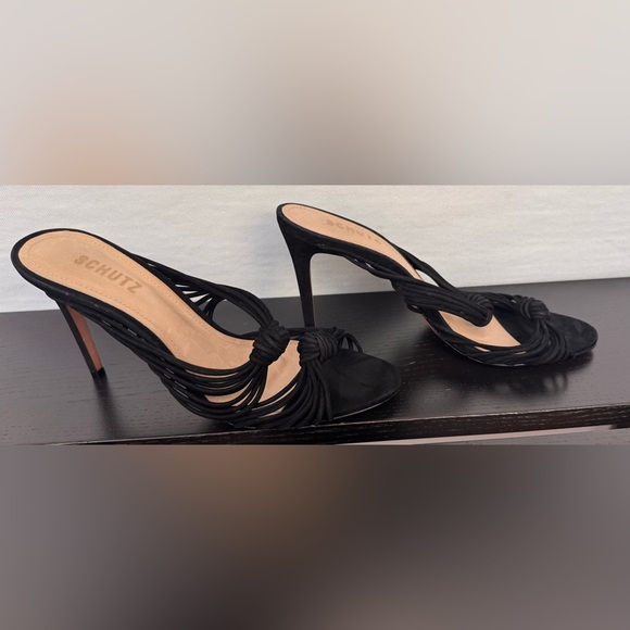 New Schutz Black Chandra Heeled Sandals Size 9 1/2 - Picture 3 of 6